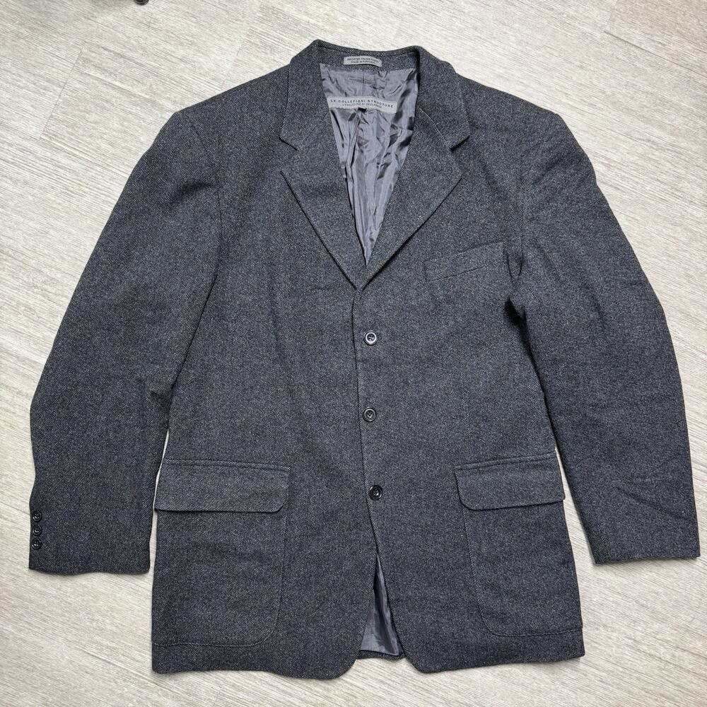 Structure Le Collezioni Blazer Sports Coat Gray Mens Vintage Wool Blend Large